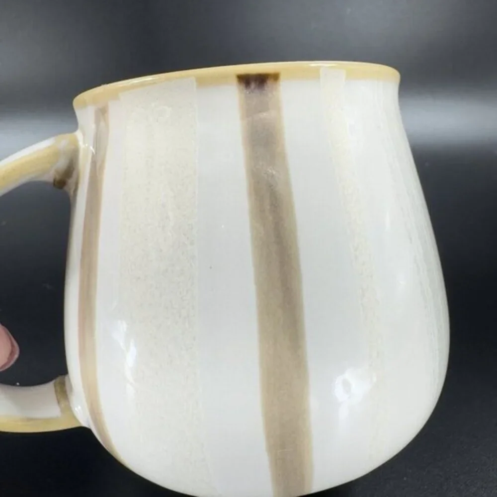 Denby Truffle Layers Stoneware Mug Cup Brown Stripes Porcelain England Set Of 2‎